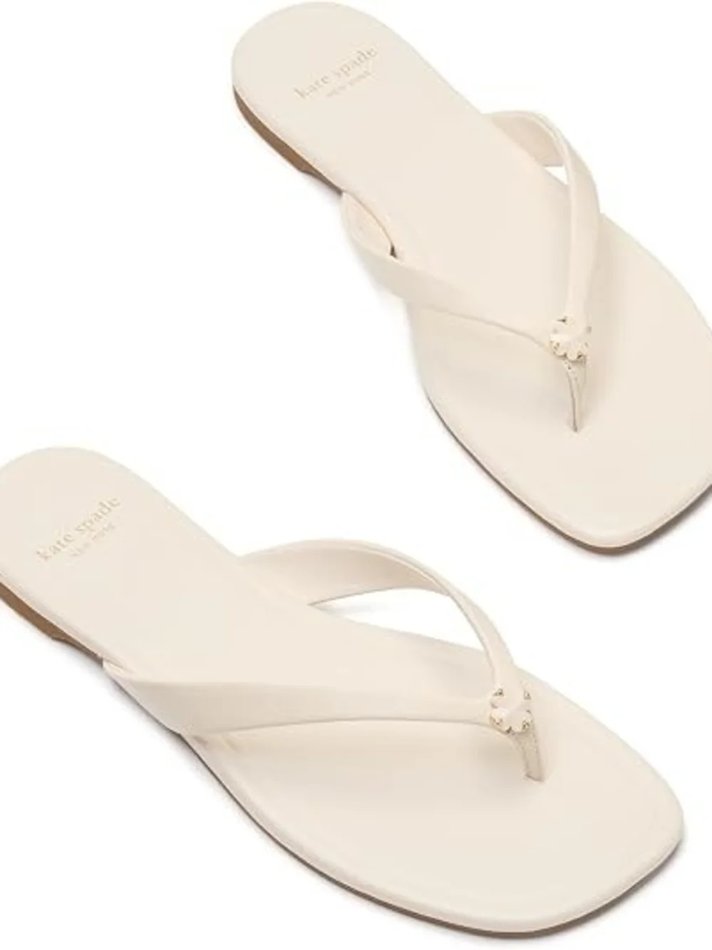 NWT kate spade New York Smooth Leather Floral Flip Flop Sandal in Milk Size 9